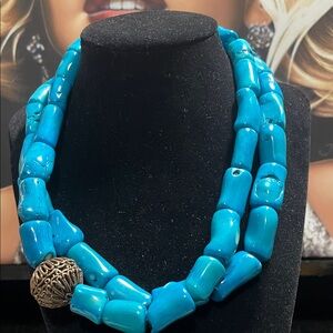 Blue Corral Beaded Necklace with Brass Accent SOLD